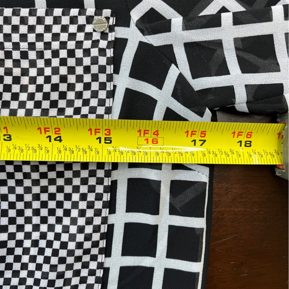 Michael Michael Kors Black and White Sheer Window Pane Button Down LS Top Size S - Picture 10 of 13